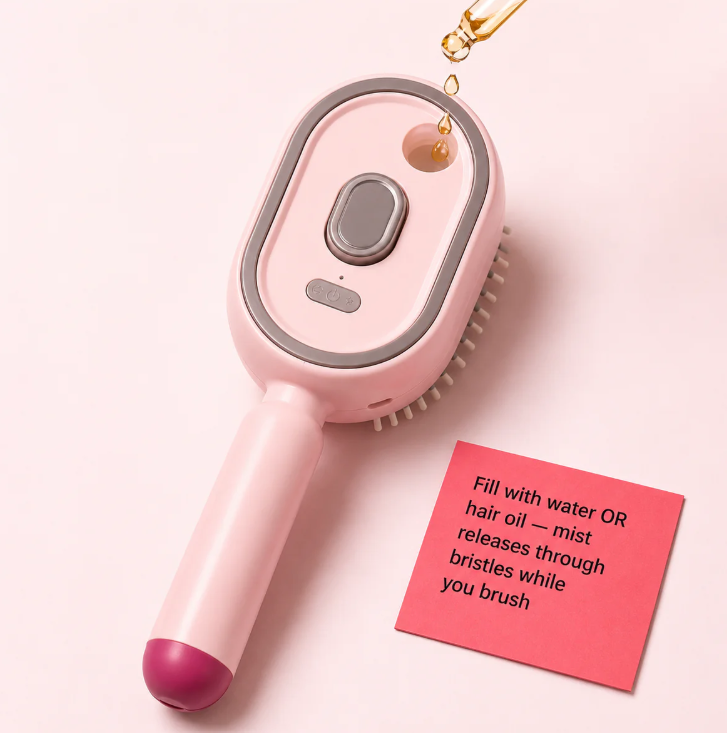Velia™ Steam Mist Brush — Salon-Smooth Hair, Anytime